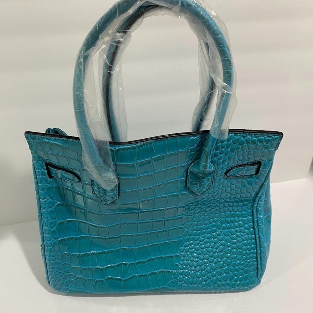 Beautiful Large De Vesi Faux Leather Crocodile Handbag Vegan Hand Bag NWT - Picture 4 of 16